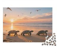 Alba at Sea, Tartarughine sulla spiaggia Puzzle Sostenibili Con Motivi Per Adulti Da Gioco in Legno Di Alta Qualità 1000pcs (75x50cm)