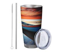 Alba con coperchio Bicchiere barca mare nuvola natura oceano cielo sole spiaggia rive paesaggio blu grigio arancio termico metallo può refrigeratore senza fuoriuscite scuola presepe senza