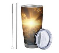 Alba con coperchio e bicchiere per paglia Paesaggio Sole Natura Nuvola Bellissimo cielo Primavera Grigio Arancione Rivestimento a polvere caldo e freddo Nessuna fuoriuscita Ufficio Esterno Club