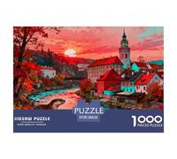 Alba d'autunno a Český Krumlov, Repubblica Ceca Puzzle in Legno Impermeabile Puzzles Da 1000 Pezzi Per Adulti Sfidanti E Rompicapo Giochi Educativi
