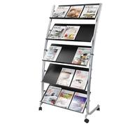 Alba - Espositore mobile da terra grande, con 5 ripiani, colore nero