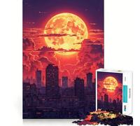 Alba lunare al neon sulla città ∕ Puzzle per adulti da 1000 pezzi Gioco di logica e abilità Antistress Taglio preciso Regalo prezioso (38x52cm)