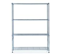 Alba MOBI - Scaffale con Ripiani, in Filo Metallico Cromato, Cromato, 4 mensole L