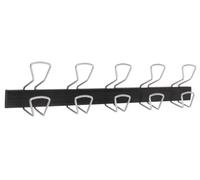 Alba PMPRO5M - Appendiabiti da parete in plastica con 5 doppi ganci in filo metallico, colore: Nero/Metallo grigio