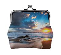 alba sul mare stampa piccola portamonete borsa in pelle con chiusura a bacio portamonete portamonete regali per uomo donna