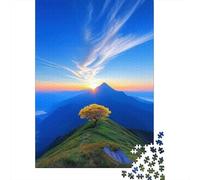 Alba sulla cima della montagna Puzzle Cielo blu 1000 Pezzi Cartone Riciclato Per Adulti E Ragazzi, Difficile Educativo, Idea Regalo Premium Esclusivo Decorazione 70x50cm/1000pcs