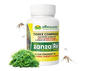 Albagarden - 100 Compresse Larvicida Zanzare Tigrex - Insetticida Esterno Antilarvale in Compresse per Zanzare e Zanzara Tigre - Tombini e Acque Stagnanti - Azione Residuale Fino a 4 Settimane