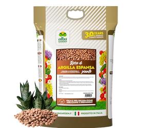 Albagarden - Argilla Espansa per Piante in Vaso E Giardino - 5 Litri - Sfere per Piante in Argilla per Drenaggio - Prodotto Inerte per Idrocoltura E Idroponica - Sfere di 8-16 mm