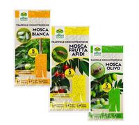 Albagarden - Kit di Trappole Cromotropiche per Mosca Bianca, Mosca della Frutta e Mosca dell'Olivo - 3 x 5 pz