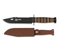 Albainox - 32424, Coltello USMC, con lama da 18 cm, per la caccia, la pesca, il campeggio, le attività all’aperto, di sopravvivenza e il bushcraft, con portabottiglie