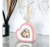 Albalù Bomboniera Profumatore Cuore in Resina Colorata 7.5x7.5 con Applicazione in Legno Ciuccio Essenza Profumata e Scatola da Regalo Inclusa