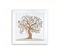 Albalù Bomboniera Sottopentola Albero della Vita - Ceramica a Rilievo con Cornice in Legno, Scatola Regalo Inclusa - Bomboniere Cresima Ragazzo, Bomboniere Comunione Bambina - 17x17 cm