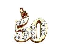 Albalù Bomboniere Ciondolo Anniversario 50 Anni con Strass in Oro Fatti A Mano in Italia Ideali per confettate * Set da 6 pz*