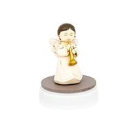 Albalù Carillon Angelo Musicale - Bomboniera Battesimo, Comunione e Cresima con Statuetta Angioletto in Resina su Base in Legno Made in Italy