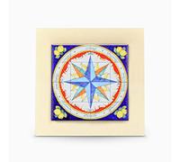 Albalù Icona in Legno con Piastrella in Gres Decorata a Tema Lumaca e Rosa dei Venti e Piedino da Appoggio (Standard, Rosa dei Venti)