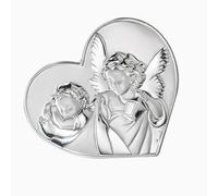 Albalù Italia Bomboniera Icona Sacra Angelo Lanterna Argentata A Forma di Cuore in Argento Laminato Misura 11x10 Centimetri - Made in Italy Scatola Inclusa
