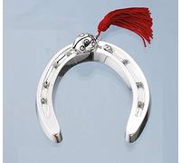 Albalù Italia Ferro di Cavallo Portafortuna in Resina Argentata con Coccinella a Rilievo e Nappina Rossa Misura 10x11,5x2,5 cm cm Idea Regalo Portafortuna, Scatola Regalo in Omaggio, Made in Italy