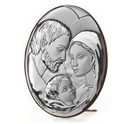 Albalù Italia Icona Sacra Ovale in Argento Laminato Misura 6x8,3 Centimetri - Made in Italy (Sacra Famiglia)