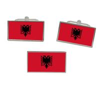 Albania Bandiera Gemelli E Fermacravatta Set