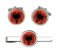 Albania, Set Di Gemelli E Clip Per Cravatta Con Aquila Albanese