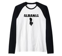Albania Vintage Mappa Albanese Maglia con Maniche Raglan