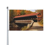 Albany - Bandiera da giardino con ponte coperto, 9 x 1,5 m, bandiera da giardino su entrambi i lati, resistente allo sbiadimento, bandiera per esterni, divertente bandiera per vacanze con occhielli in
