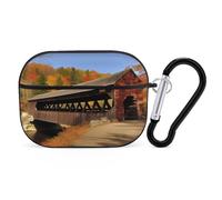 Albany Covered Bridge AirPods Pro 2, custodia protettiva rigida antiurto per donne e uomini, compatibile con custodia Airpod Pro di 2a/1a generazione con portachiavi, nero