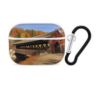 Albany Covered Bridge Custodia per AirPods Pro 2, antiurto, custodia rigida protettiva per uomo e donna, compatibile con AirPod Pro custodia di 2a/1a generazione con portachiavi - bianca