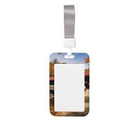 Albany - Porta badge identificativo con ponte coperto, con cordino, verticale, in plastica rigida, con finestra trasparente, impermeabile, custodia protettiva per carte di credito, per donne e uomini