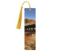 Albany Segnalibro in legno con ciondolo a forma di ponte coperto con nappa, unico segnalibro in legno fatto a mano, ideale come regalo di compleanno