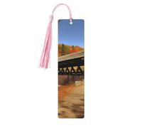Albany Segnalibro in legno con ciondolo a forma di ponte coperto con nappa, unico segnalibro in legno fatto a mano, ideale come regalo di compleanno