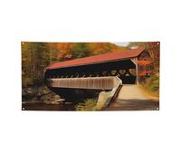 Albany, striscione con ponte coperto, per interni ed esterni, sfondo di compleanno, poster, decorazioni per feste, sfondo fotografico, con occhielli, bandiera da parete personalizzata