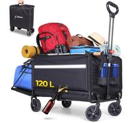 Albatros Carrello pieghevole da 120 l con apribottiglie e portabevande - Carrello pieghevole con strisce riflettenti, apertura della parete posteriore e copertura - Carrello per il trasporto