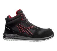 ALBATROS Clifton MID - Scarpe da lavoro di sicurezza S3 SRC, tappo in fibra di vetro, antiscivolo, senza metallo, unisex, nero/rosso, 45 EU