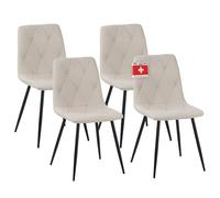 Albatros Dora - Sedia da pranzo con rivestimento in tessuto, set da 4 pezzi, beige, elegante design vintage, portata con 110 kg, sedia imbottita, moderna da cucina, sala da pranzo o tavolo da pranzo