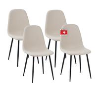 ALBATROS Sedia da pranzo BARI con rivestimento in tessuto, set da 4 pezzi, beige, elegante design vintage, portata di 110 kg, sedia da cucina, moderna sedia da pranzo o tavolo da pranzo