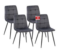 Albatros - Sedia da pranzo Bora con rivestimento in velluto, set da 4 pezzi, colore antracite, elegante design vintage, portata con 110 kg, sedia imbottita, moderna da cucina, sala da pranzo o tavolo