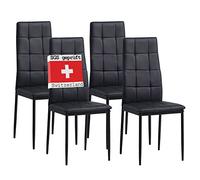 Albatros Sedia per Sala da Pranzo Rimini, Set di 4 sedie, Nero, SGS Testato