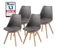 ALBATROS Sedie per Sala da Pranzo, Plastica, Finta Pelle, Grigio, Buche: 4er-Set