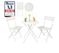 Albatros - Set da bistrò 3 pezzi, colore: bianco, tavolo e sedie pieghevoli in metallo resistente, ideale per balcone o giardino