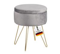 ALBATROS Sgabello con vano portaoggetti Cannes - Sgabello con vano portaoggetti, design moderno, elegante rivestimento in velluto, cassapanca o panca con vano portaoggetti, ideale come poggiapiedi o