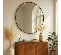 Albatros specchio rotondo da parete 70 cm nero - specchio moderno con cornice in metallo - vetro float di alta qualità, senza distorsioni e resistente ai graffi - specchio per bagno, ingresso