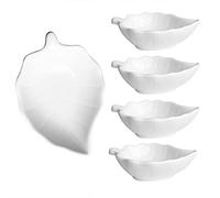 Albedel 4 pezzi a forma di foglia porcellana salsa di soia piatto in ceramica immersione ciotole bianche tavolozza per cena cottura barbecue e cottura