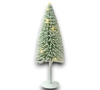 Alberello di Natale con Luci LED Integrate, Pinetto innevato 40 cm base metallo- Mini Albero Natalizio Centrotavola Decorazione per Tavoli, Camino, Ripiani Alberino (1, Verde, 40 Cm)