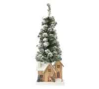 Alberello innevato con casette in legno 95x32x12 cm