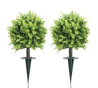 Alberi Artificiali di Eucalipto Topiaria, Confezione da 2, Resistenti ai Raggi UV, Resistenti Alle Intemperie, Piante Finte Realistiche con Picchi per Porta d'ingresso, Giardino Estivo, Matrimonio