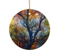 Alberi colorati della vita che stampano l'ornamento circolare dell'albero di Natale che appende la decorazione di natale ceramica per