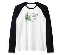 Alberi Deer Bird Mountains ed Esplorare la Natura Maglia con Maniche Raglan