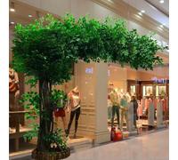 Alberi di banyan artificiali - arbusti verdi fatti a mano per decorazione di interni ed esterni, perfetti per l'abbellimento del soggiorno, rotondi, 1,5 m