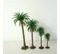 Alberi di cocco in scala da 10 pezzi per layout di treni (H=12CM) | Set da 10 pezzi, altezza 6-15 cm, plastica flessibile, colore verde brillante, ripristina la forma con acqua calda